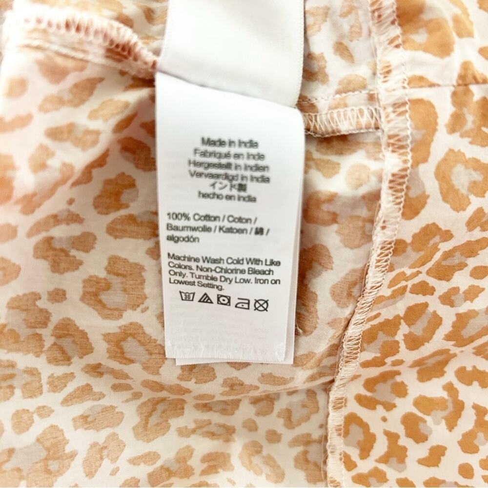 J. Crew Cottage Dress Pink Leopard Cotton Short Puff Sleeves Button Down Size S - Picture 8 of 8
